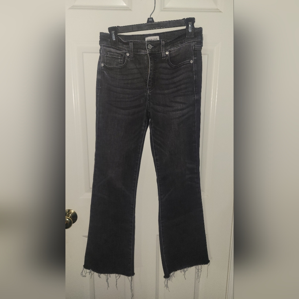 Sneak Peek, Size 26, black cropped jeans, raw hem